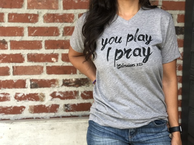 YPIP Script Grey V-Neck | You Play I Pray